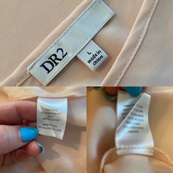 DR2 V-neck pleated front cap sleeve top, size Large - Picture 6 of 6